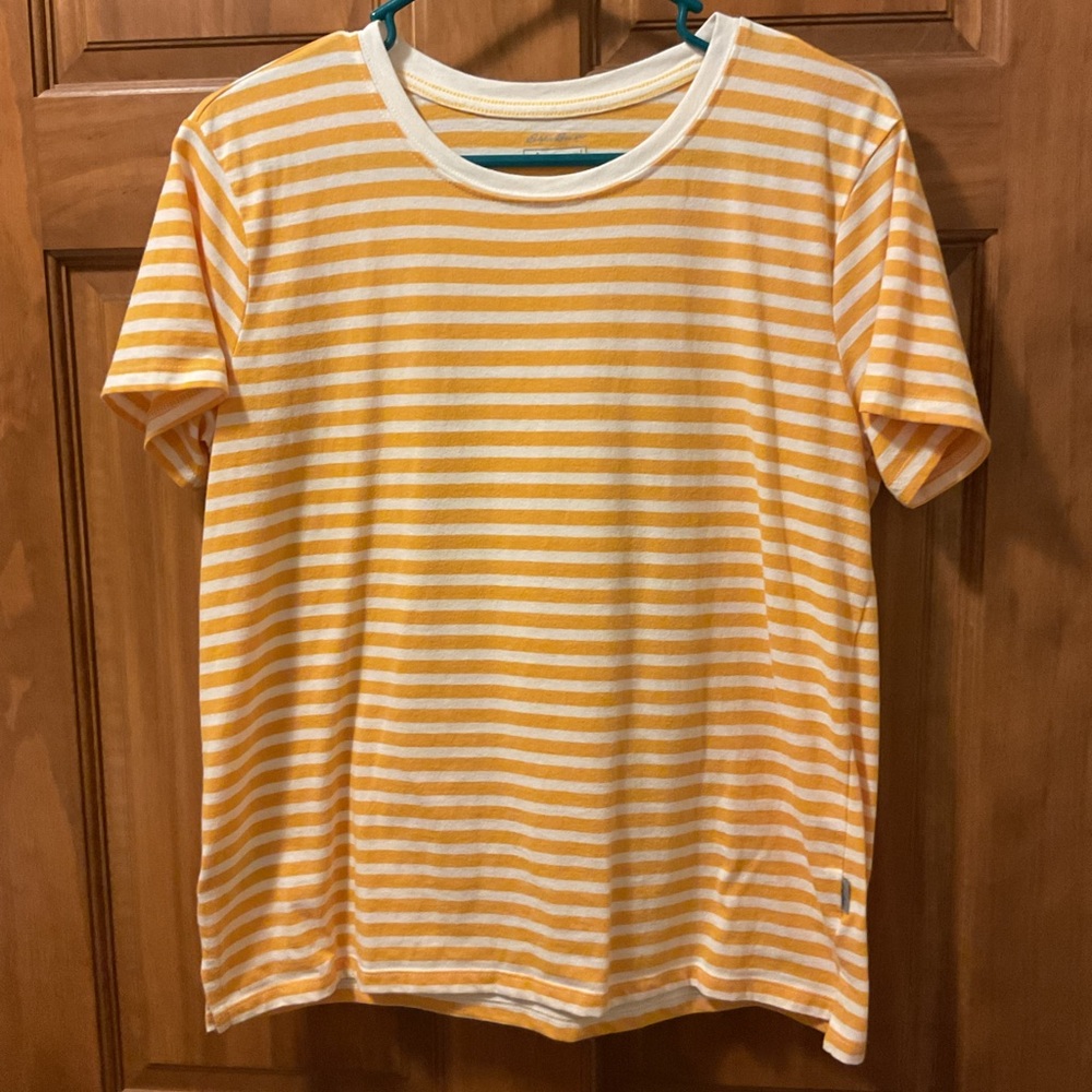 Eddie Bauer Women’sYellow and White Striped Tee